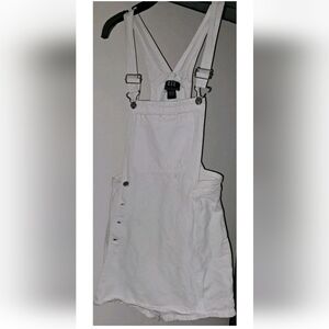 Vtg 90s Rue Twenty.One  Bib Skortall Shorts/Skirt White Denim Women's Size 15.